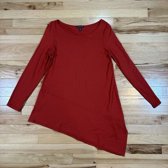 Eileen Fisher Red Asymmetrical Hem Tunic Top Size Medium - Picture 1 of 4